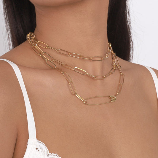 1562 Jewelry Exaggerated Chain Punk Hip-Hop Necklace Pin Personality Small Clavicle Necklace