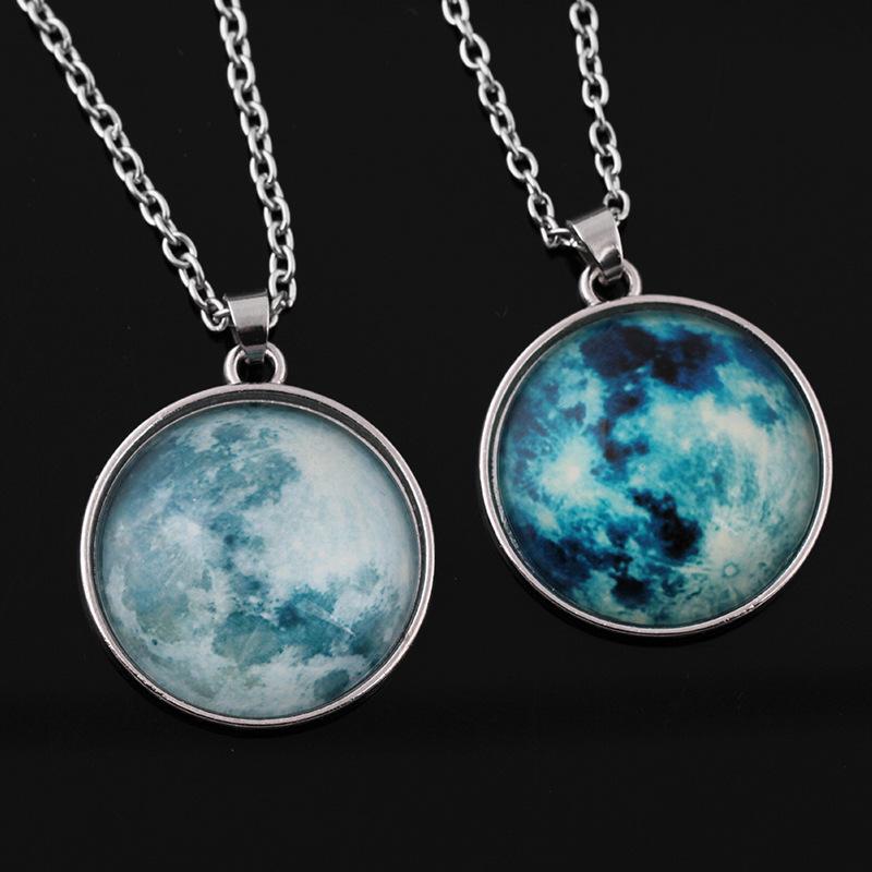 Harajuku Universe Fantasy Starry Sky Time Gemstone Luminous Necklace Personality Luminous Pendant Jewelry