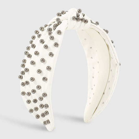 F494 fashion knotted leather beaded hair hoop female CCB personality wide-brimmed sweet going out pressing hair hoop