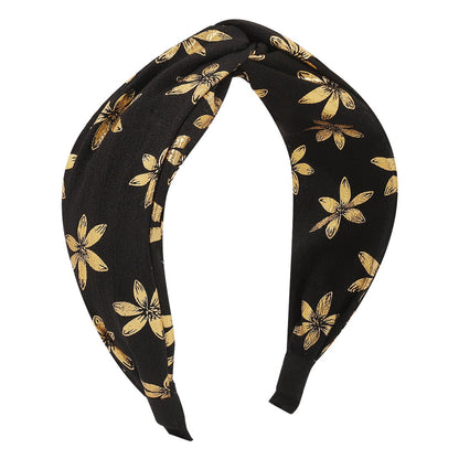 F594 Fabric Simple Retro Contrast Color Cross Knotted Headband Wide Side Sweet Going Out Non-slip Elegant Hairband Female
