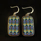 Bohemian Ethnic Women's Peacock Feather Pattern Square Retro Short Pendant Earrings Women