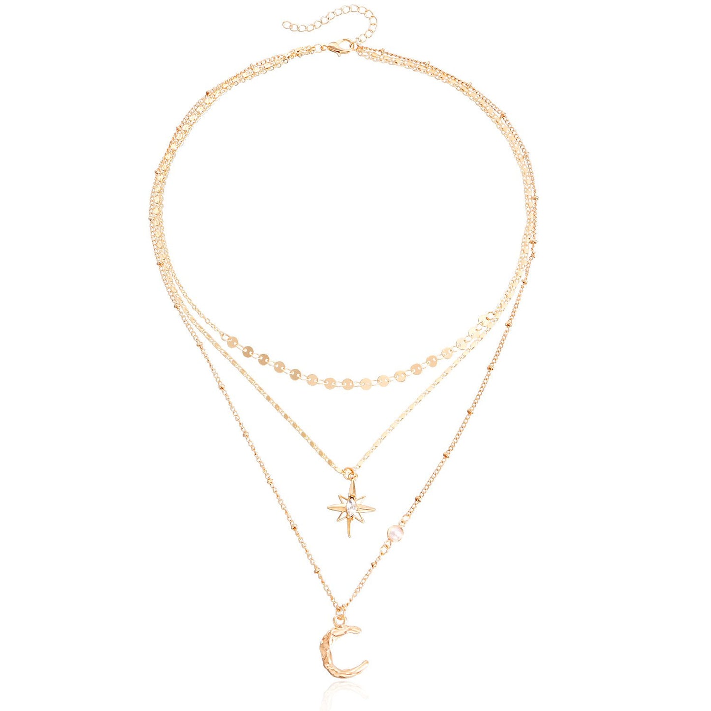 Accessories Simple and Versatile Star Moon Necklace Trendy Tassels Multi-layered Necklace Women