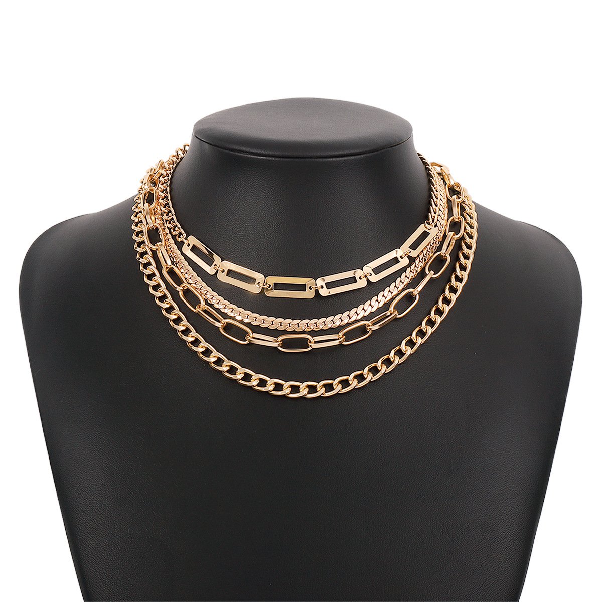 N1412 Multi-layered wear personality mix and match necklace exaggerated punk modern necklace geometric creative necklace