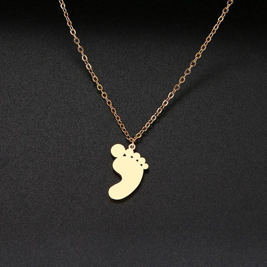 Little Cute Feet Necklace Female Stainless Steel Doll Pendant
