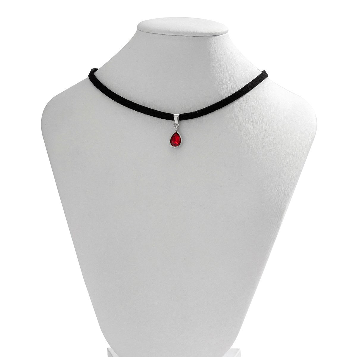 Jewelry personality Halloween flannelette red water drop necklace simple glass pendant clavicle necklace