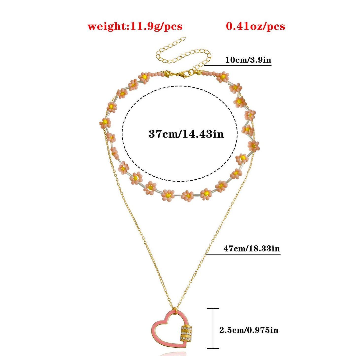 Jewelry Bohemian color rice beads daisy flower love pendant necklace female small fresh necklace