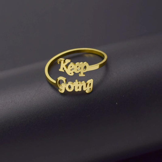 Retro Letter KeepGoing Ring Female Personality Simple Inspirational Ring