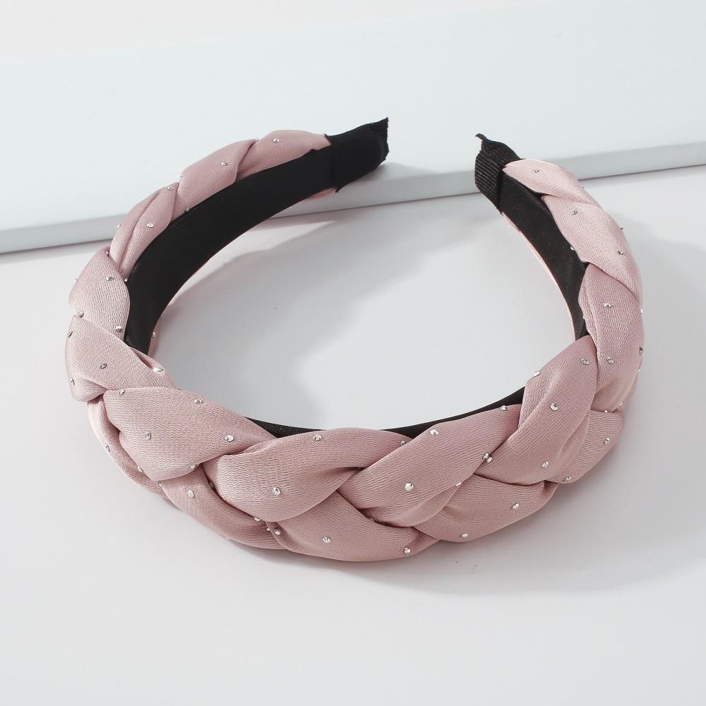 F3911 Simple hair accessories, fashion, personality, creative twist braids, diamond-studded fabric headbands for women