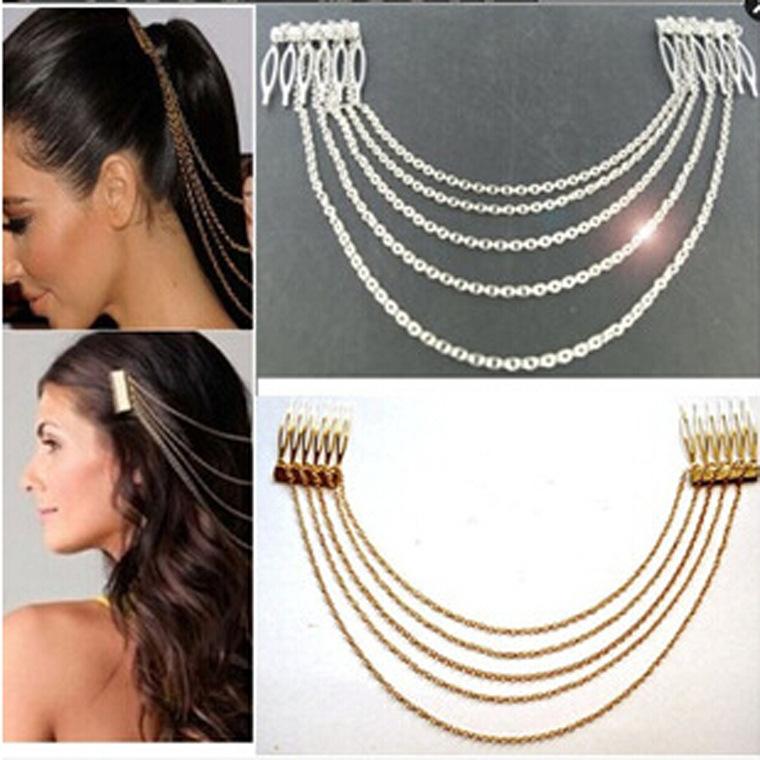 Metal Tassel Chain Hair Comb Fashion Comb Headband Jewelry