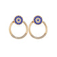 Pop Sapphire Blue Rhinestone Earrings Retro Fashion Alloy Size Round Earrings Front and Back Stud Earrings
