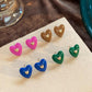 ins enamel drop oil inlaid love earrings fashion temperament niche design peach heart earrings simple earrings