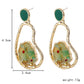 Irregular geometric fashion hollow green aventurine crushed stone earrings personality dripping oil gourd earrings
