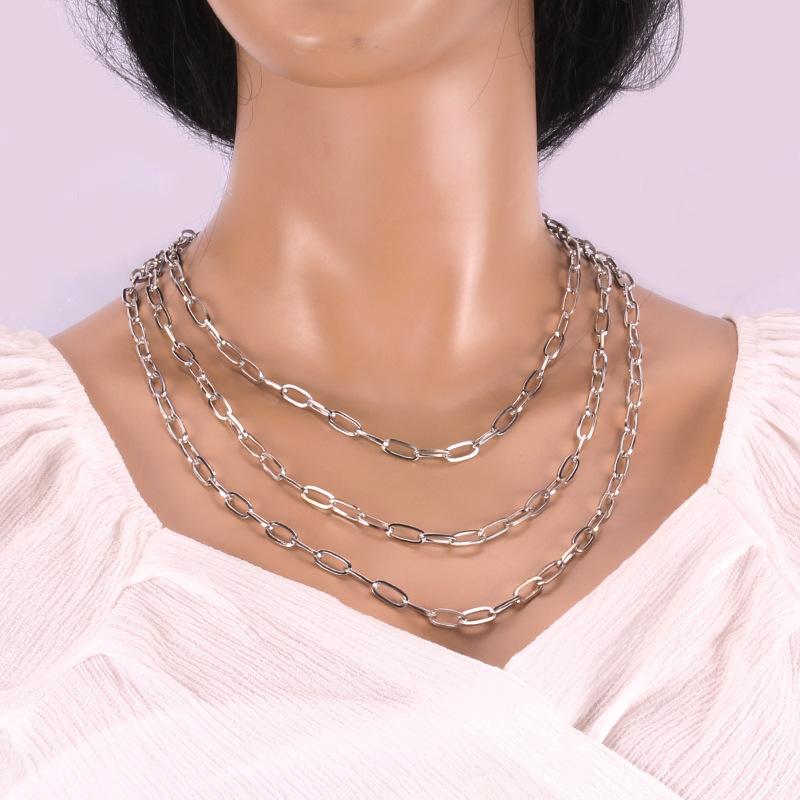 Jewelry Punk Fashion Trend Metal Necklace Stage Performance Multilayer Chain Jewelry