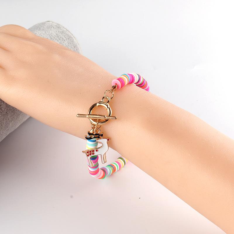 Beach Bohemian Colorful Polymer Ring Buckle Bracelet Christmas Gloves Socks Bells Trendy Decoration