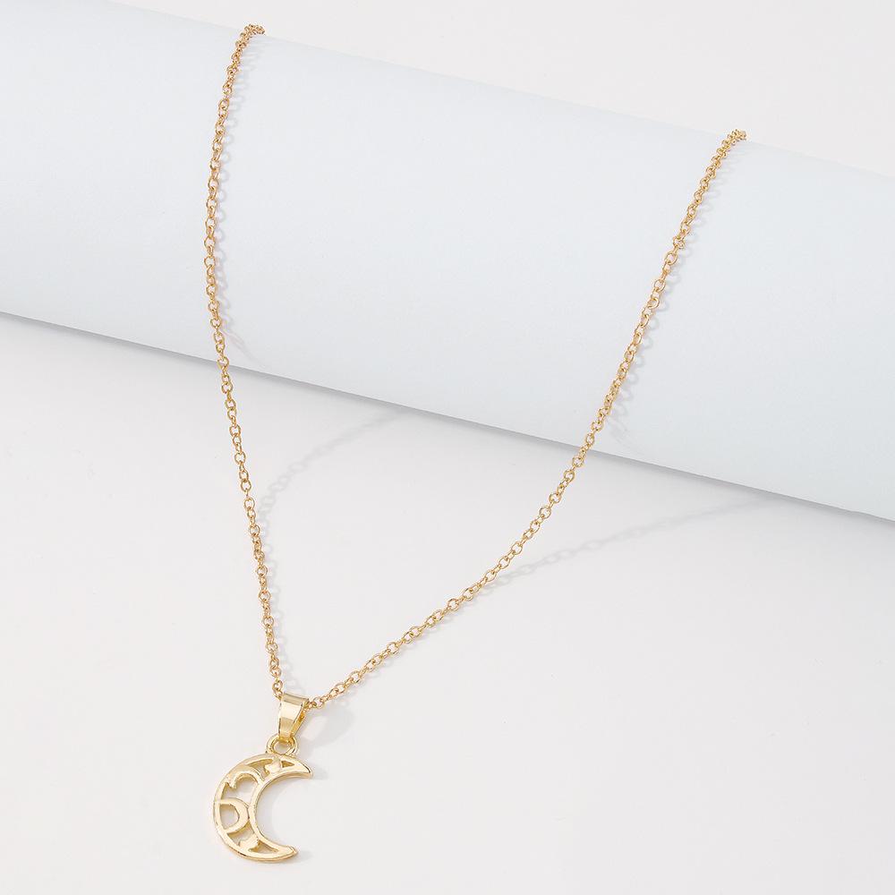 N9125 Sun Moon Pendant Necklace Niche Ladies Fashion Necklace Hong Kong Light Luxury Simple Clavicle Chain