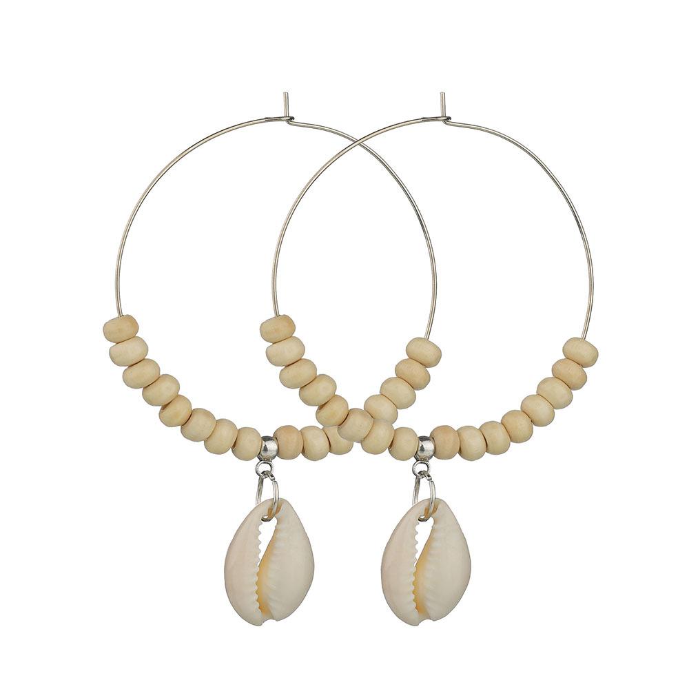 accessories seashell earrings boho beige beads large earrings jewelry