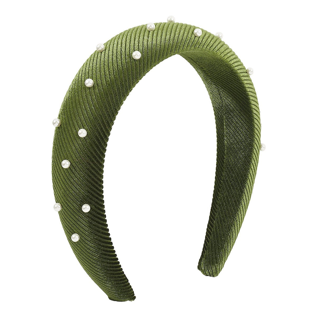 F4978 wide-brimmed retro pure color sponge imitation pearl headband female high skull top internet celebrity simple velvet headband