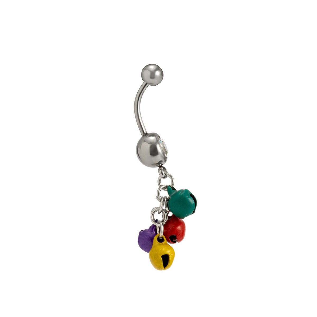 Personalized sweet cool stainless steel diamond piercing jewelry simple color bell tassel navel nail female