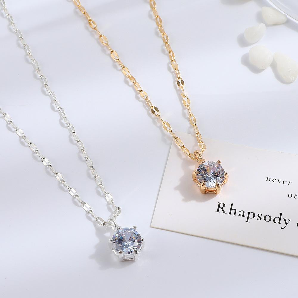 ins single diamond necklace women's fashion light luxury niche design sense pendant clavicle chain temperament simple necklace