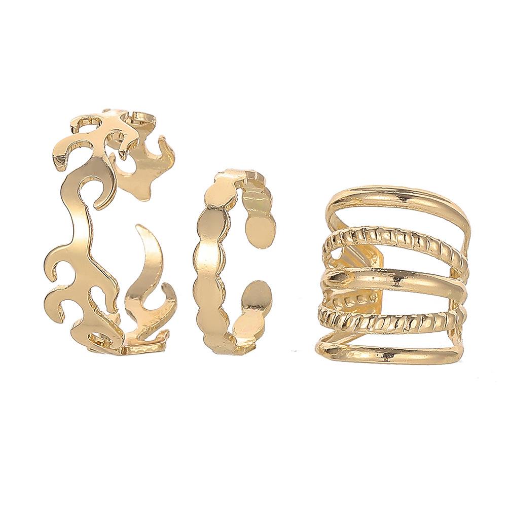 Creative hollow simple c-shaped flame honeycomb ear bone clip set one ear earrings without ear piercing