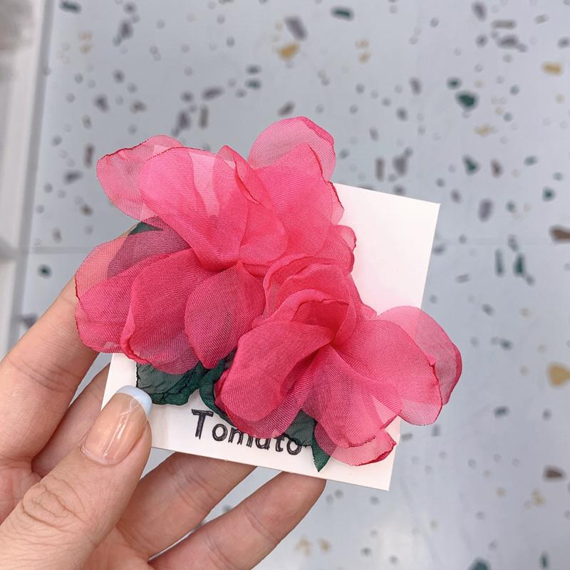 Holiday Chiffon Sweet Versatile Flowers Niche Romantic Small Fresh Earrings Earrings Female Trendy Style