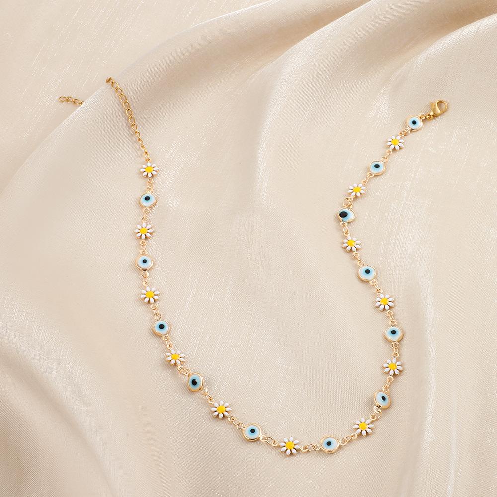 Summer collarbone chain personality fashion short section devil's eye small daisy choker necklace necklace female