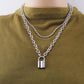 INS retro cold lock with key multi-layer necklace bead chain trendy hip-hop collarbone necklace