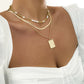Simple Imitation Pearl Beads Clavicle Necklace Hip Hop Snake Bone Chain Metal Letter Tag Necklace