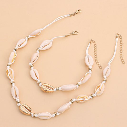 Jewelry Shell Bracelet Necklace Set Female Personality Creative Versatile Handmade Jewelry