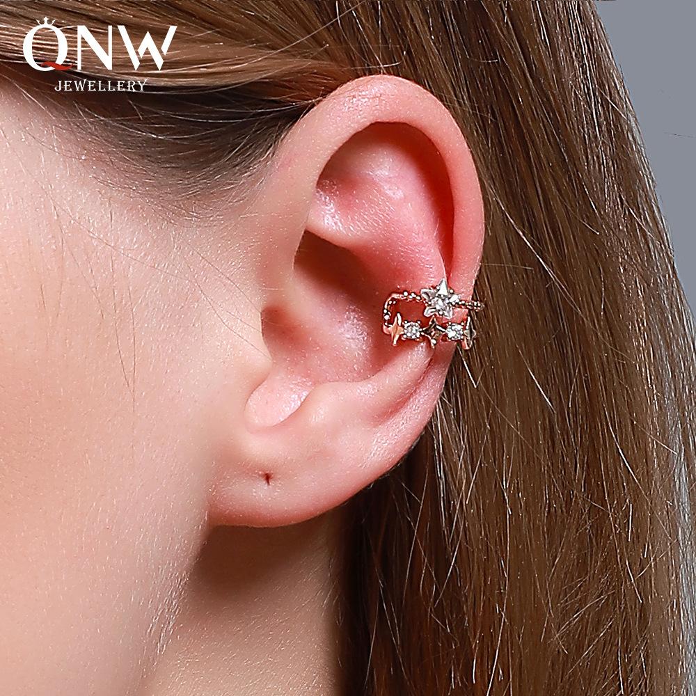 Ear bone clip simple double-layer star ear clip pentagram starless ear pierced earring personality trendy earrings