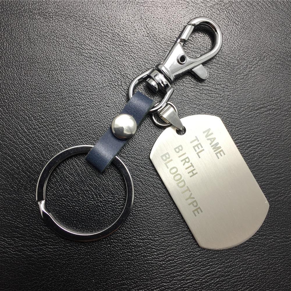 Military ID card dog tag stainless steel pendant titanium steel jewelry key chain pendant cowhide pet identification tag