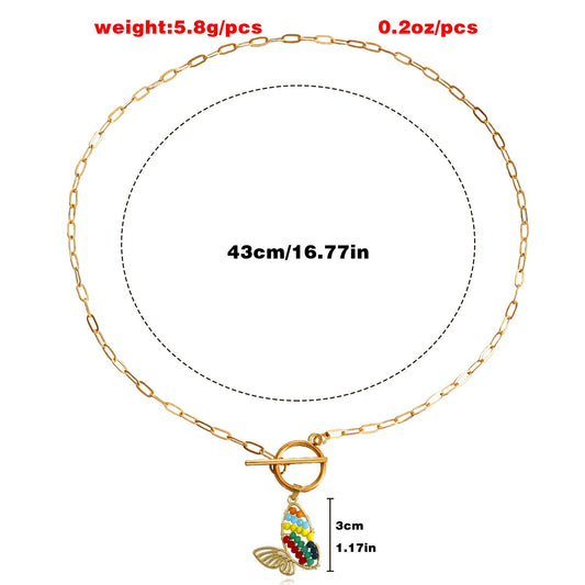 Jewelry Colorful Butterfly Pendant Necklace Sweater Chain Women's Versatile Fashion Advanced Design Sense Necklace