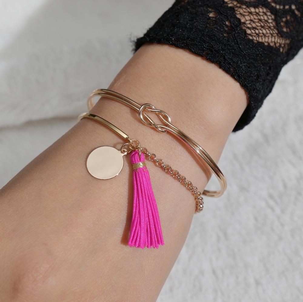 Accessories Fashion Single Knot Metal Bracelet Vintage Tassel Bracelet Women Jewelry