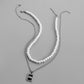 Fashion Simple Personality Versatile Trend Stainless Steel Square Brand Eye Oil Drip Pearl Necklace Men