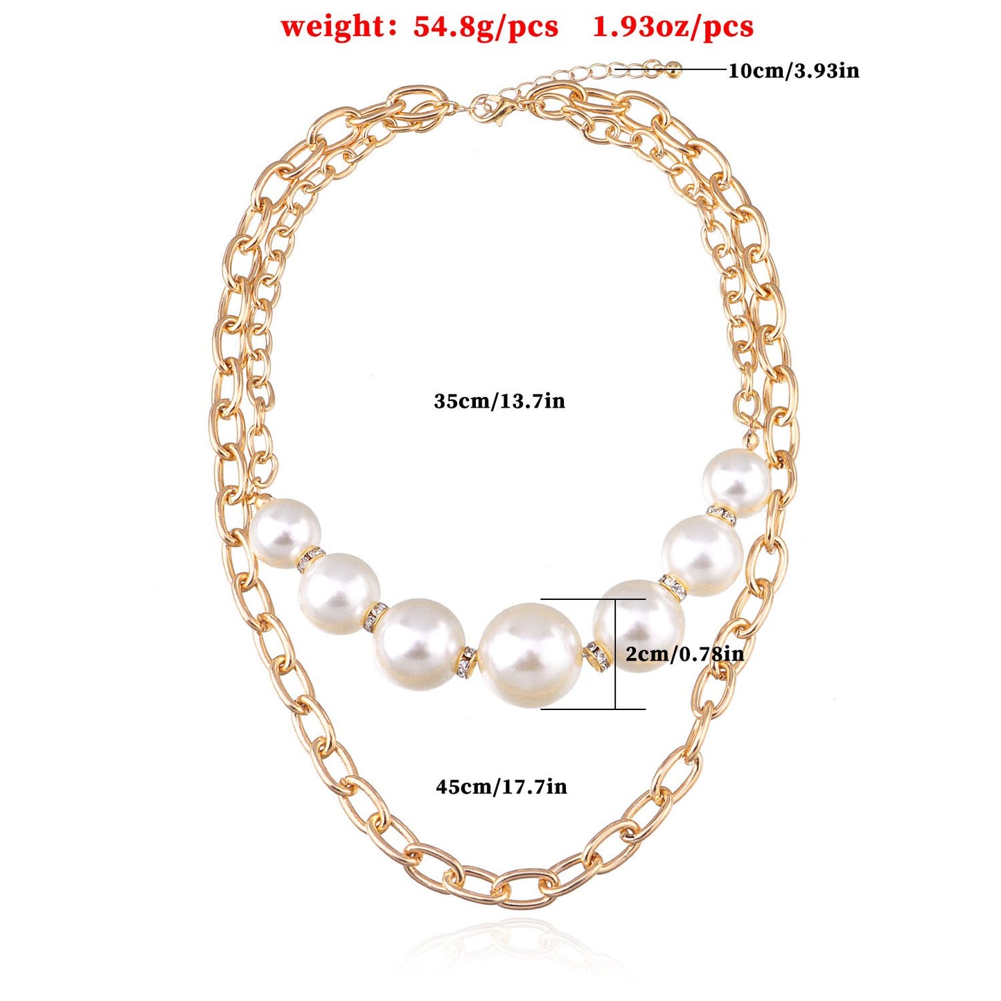 Jewelry diamond-studded large pearl multi-layer necklace female personality retro exaggerated punk chain necklace