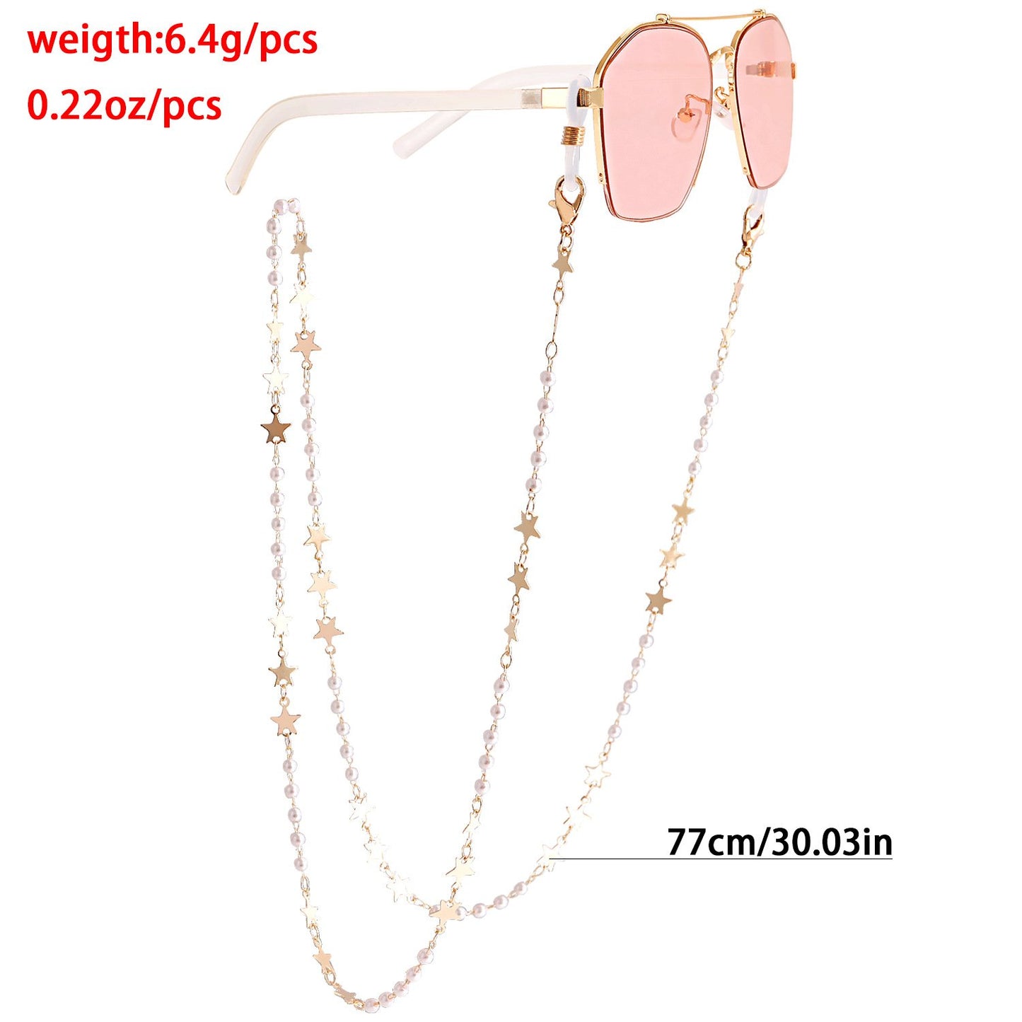 Mask hanging chain glasses chain pearl five-pointed star disc mask chain peach heart metal glasses chain