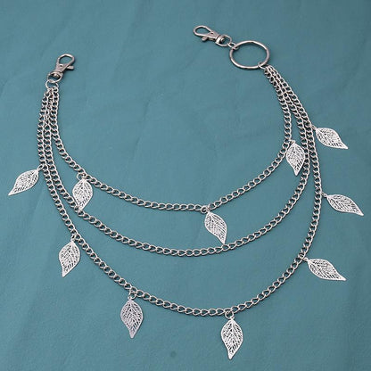Jewelry alloy ring geometric multi-layer chain body chain ins copper leaf pendant pants chain