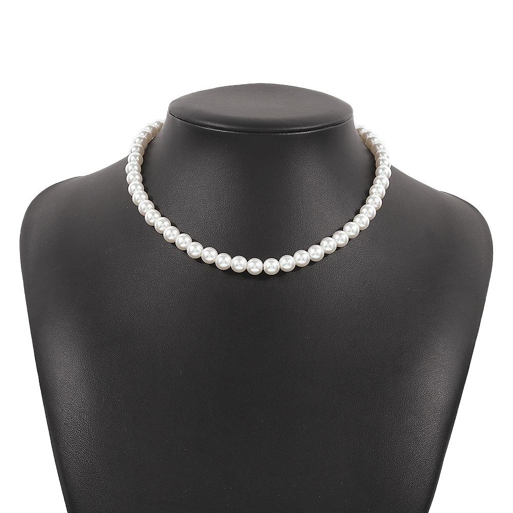 N15 Retro Elegant Fashion Choker Necklace Exaggerated Pearl Geometric Personality Necklace Female