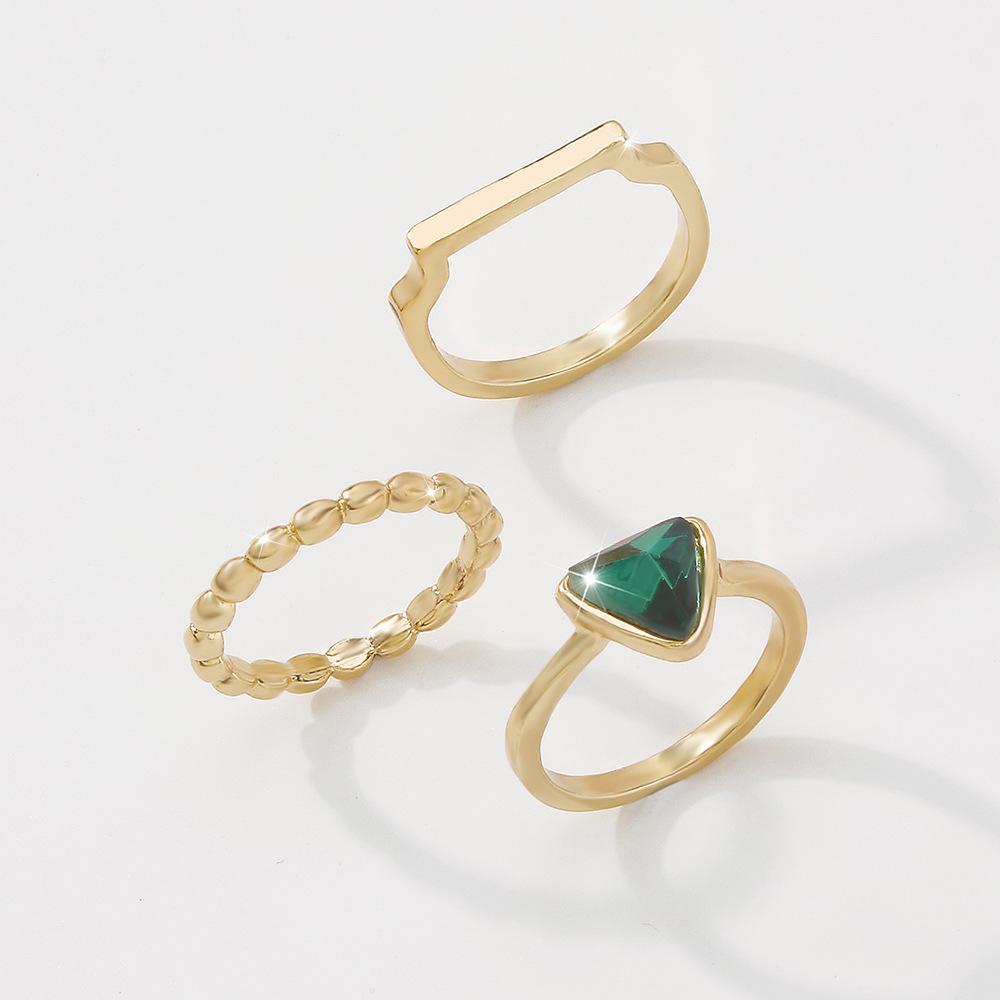 R737 Jewelry Fashion Glass Diamond Geometric Temperament Hand Decoration Personality Simple Retro Ring