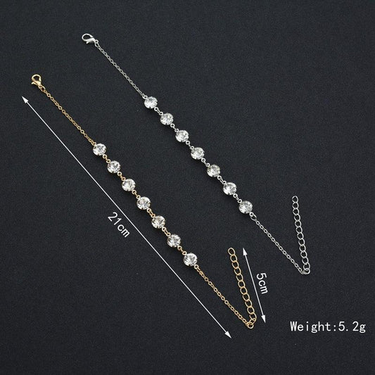 Jewelry Summer Simple Fashion Anklet Rhinestone Hanging Ring Single Layer Foot Decoration Anklet