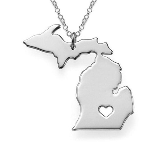 Boutique alloy US map necklace US michigan Michigan necklace