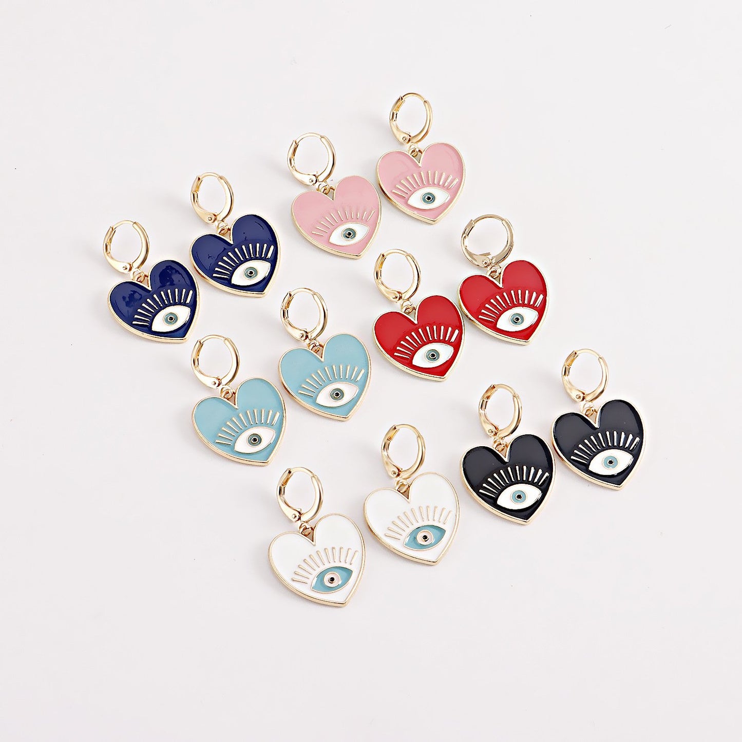 Jewelry ins color devil's eye heart-shaped pendant earrings female trendy cool eyes love earrings