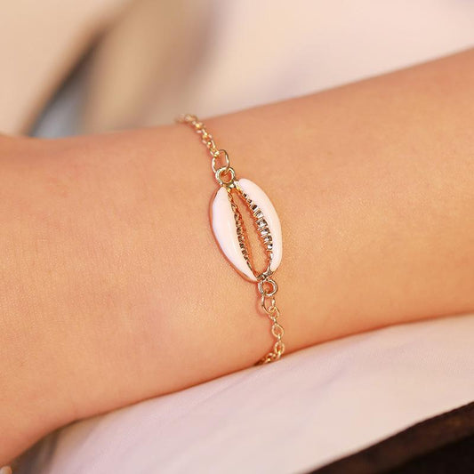 Simple Fashion Versatile Shell Bracelet Female Beach Alloy Electroplating Drop Glaze Jewelry