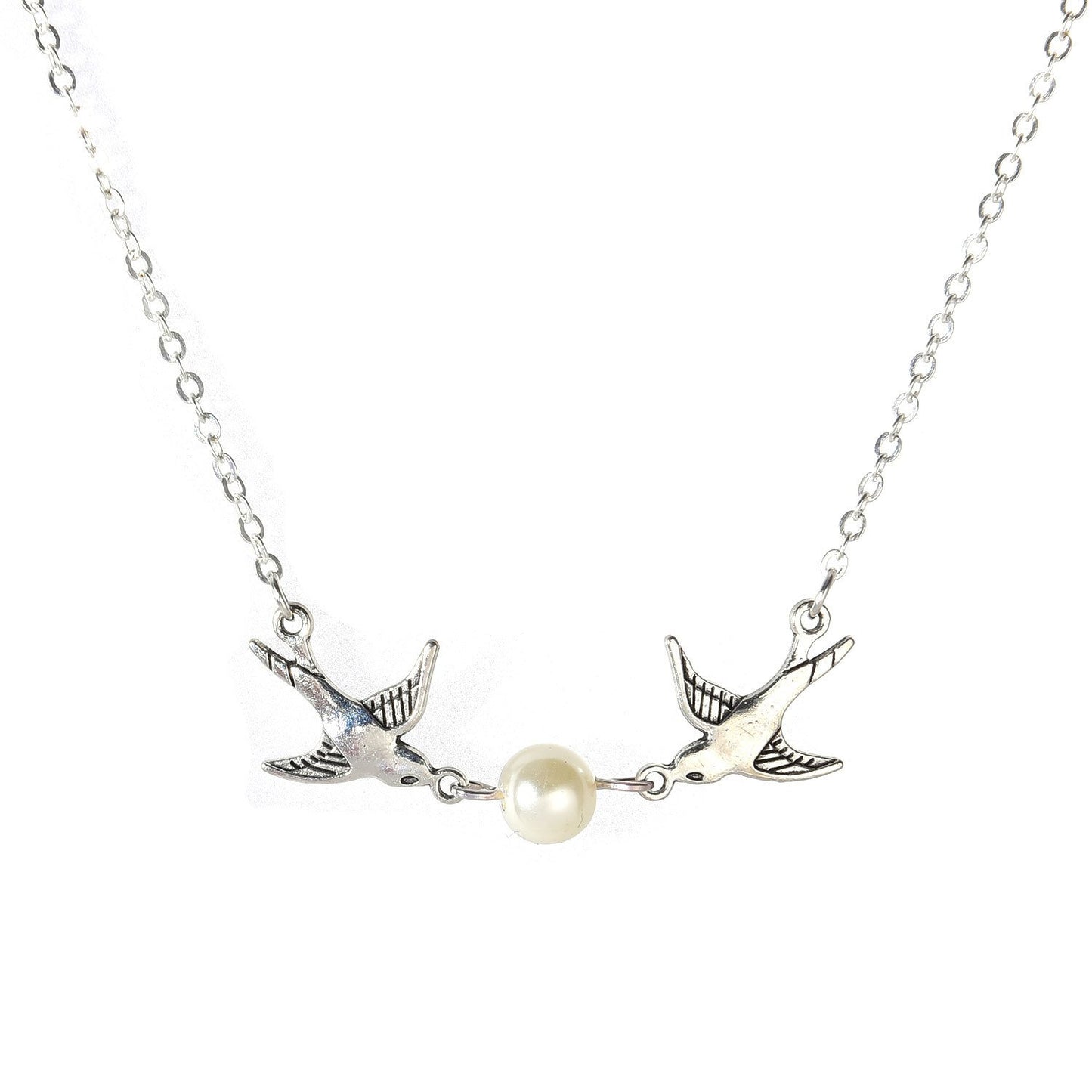 Jewelry Fashion Pearl Lovebird Pendant Necklace Madam Elegant and Elegant Flying Pigeon Necklace