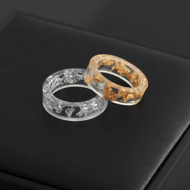 Jewelry Fashion Gold and Silver Foil Ring Resin Epoxy Handmade Ring