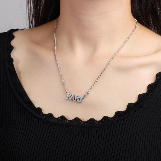 Pendant fashion English letter baby stainless steel personality word necklace clavicle chain