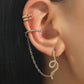 Ins cold and hole-free earrings set retro zircon snake-shaped chain ear clip net red full of diamond animal earrings female