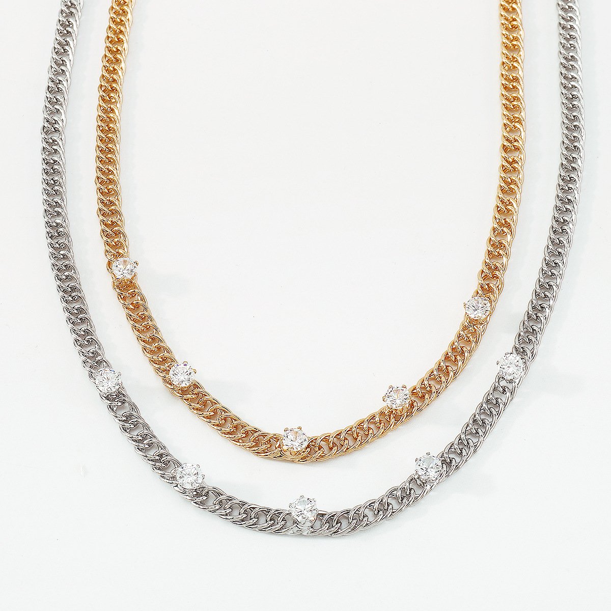 N1574 Simple single-layer necklace women's cold and cool rhinestone necklace niche geometric retro necklace