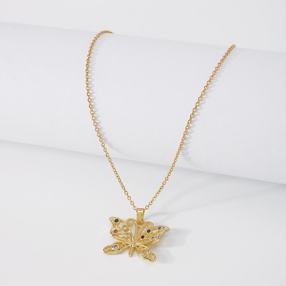 ZN11 Fashion Color Butterfly Necklace Simple Hollow Personality Necklace Temperament Elegant Clavicle Chain Female