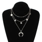Fashion Jewelry Fashion Horn Circle Pendant Multilayer Bead Necklace For Women